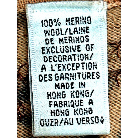 Dana Buchman Size M Brown Leopard Print Merino Wool Beaded Tunic Sweater Blouse - Picture 9 of 13